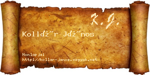 Kollár János névjegykártya